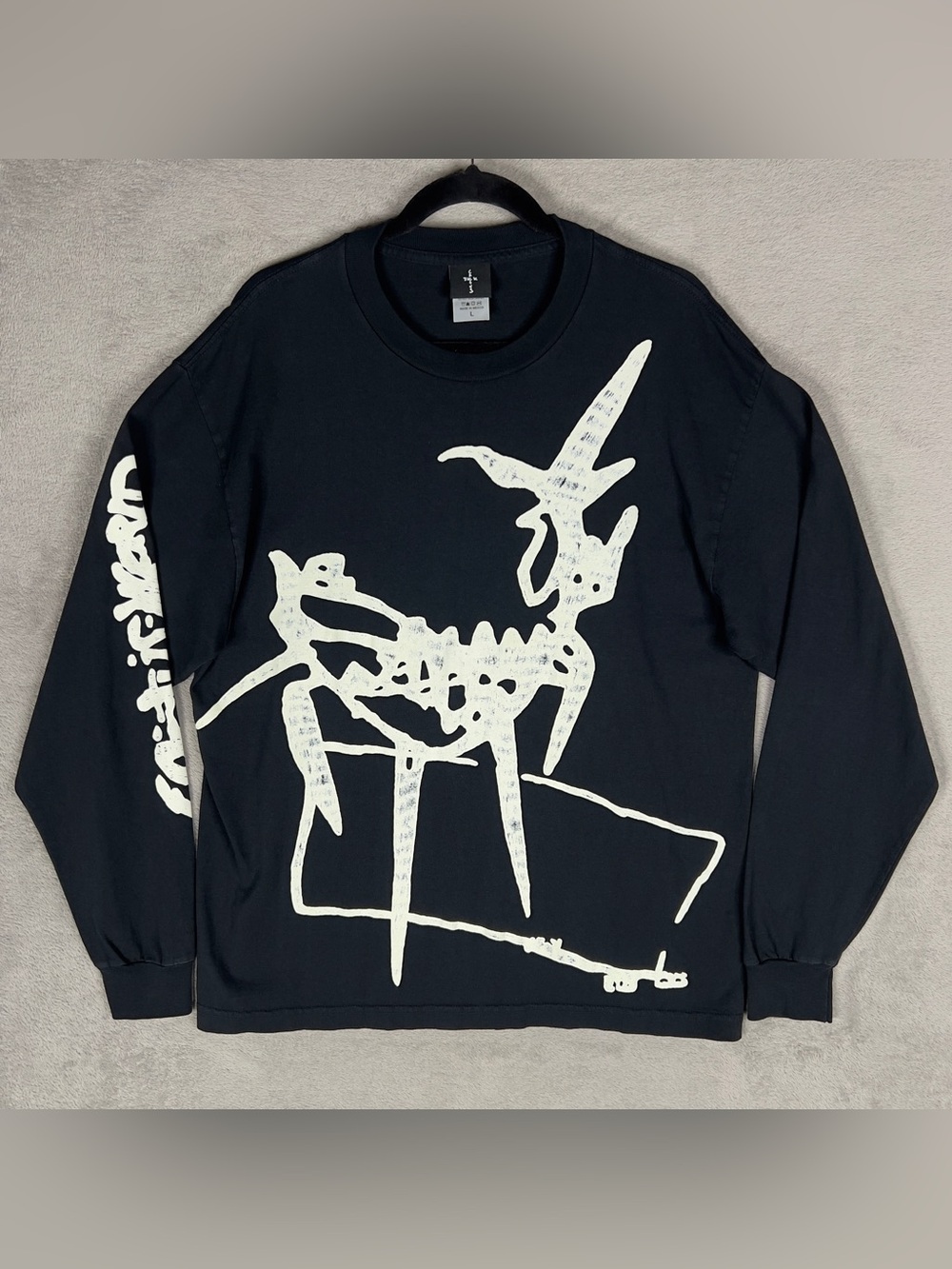 Travis Scott Cactus Jack Barbed Wire Long Sleeve T-Shirt Men’s Large Blackout